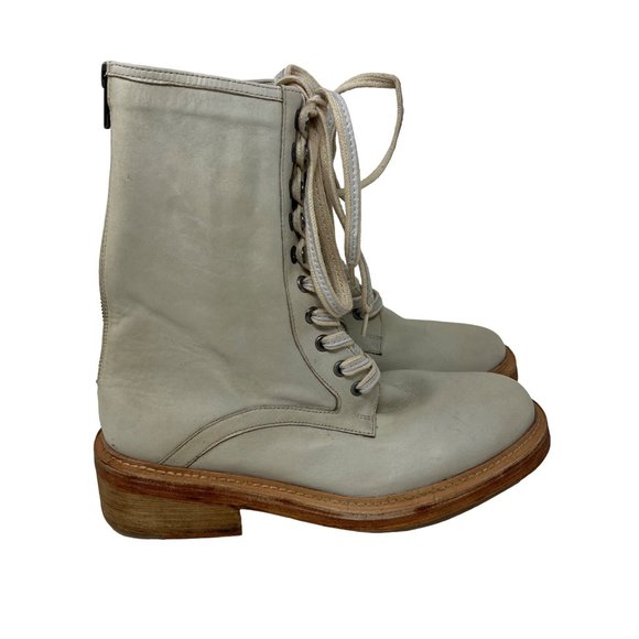 Free People Santa Fe Leather Lace-Up Boot in Cream Ecru EUR 40 USA 9.5 (Women's) - Picture 9 of 9